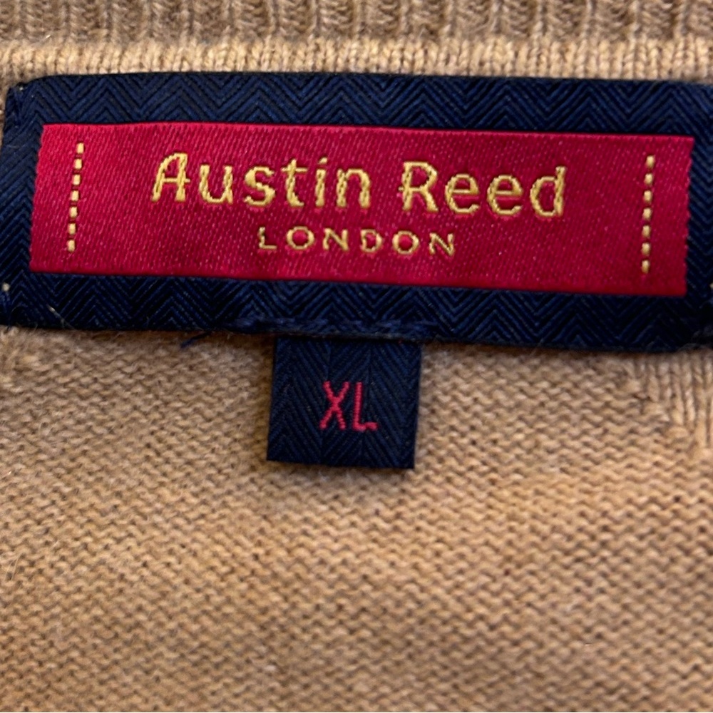 Austin Reed Tan Crewneck Sweater with Ribbed Collar B5 - Picture 3 of 3